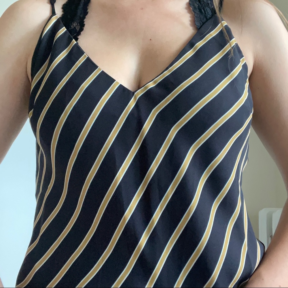 Socialite Black and Gold Striped Tank Top - Picture 2 of 4
